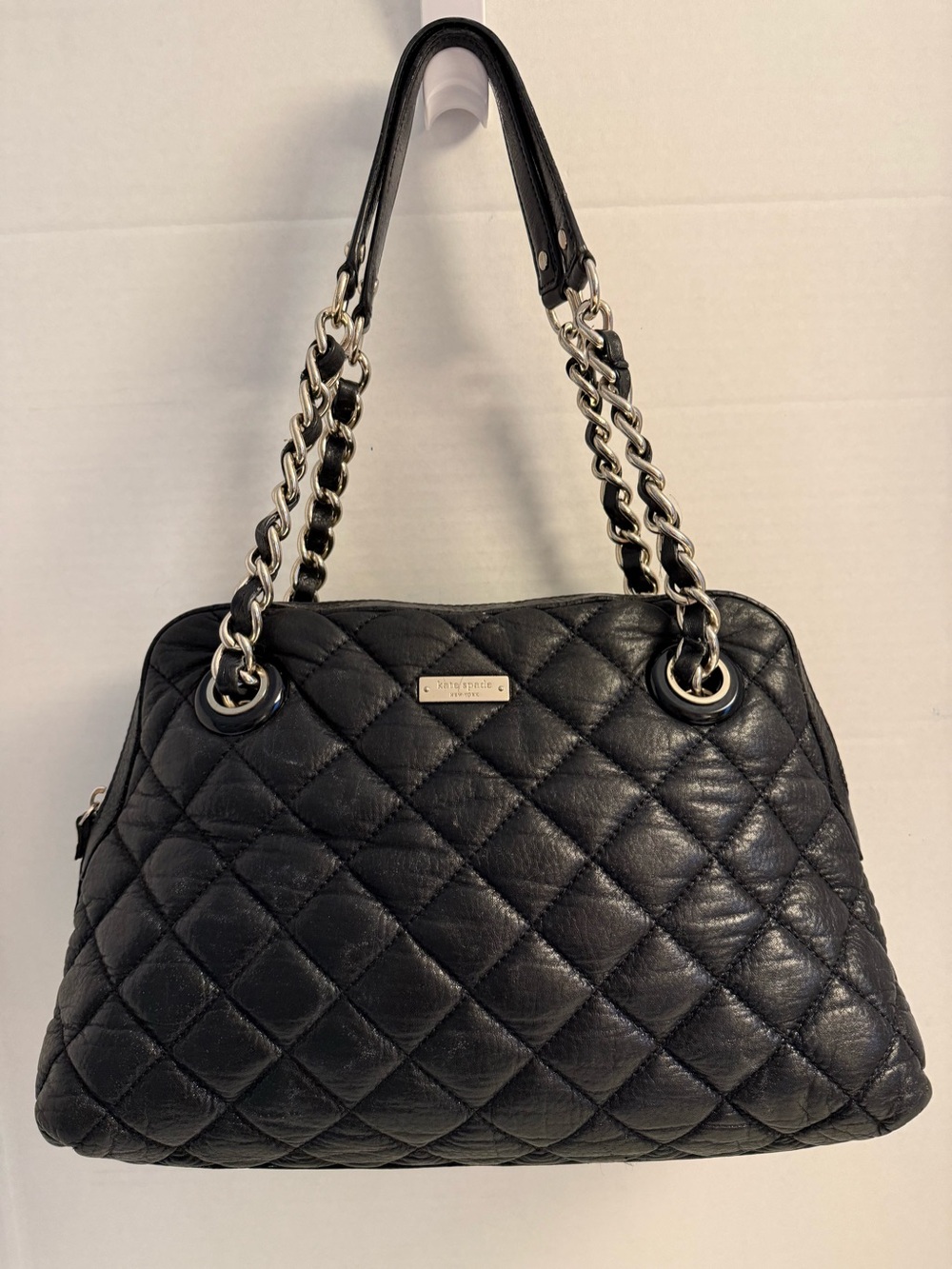Kate Spade Maryanne Black Quilted Leather Chain Shoulder Tote Bag